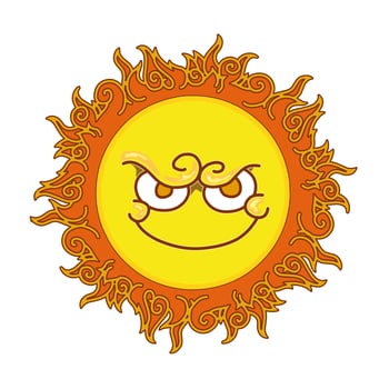 angry sun with fire vector