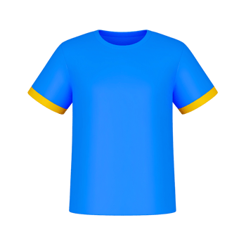 Bright blue and yellow T-shirt apparel isolated on transparent background png