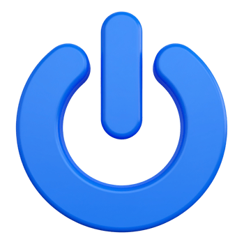Stylized blue power button icon graphic on transparent background png