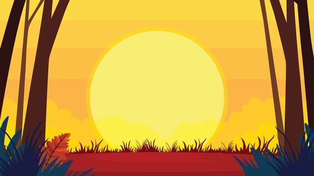 Golden Hour Light in an Autumn Forest vector