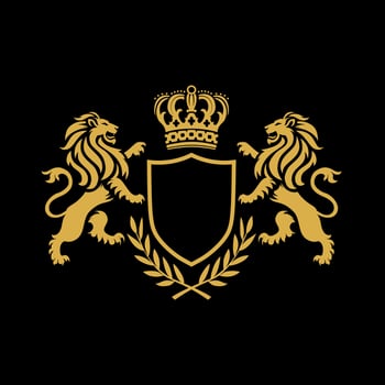 Royal emblem with lions and crown vector