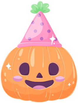Happy pumpkin wearing a party hat. png