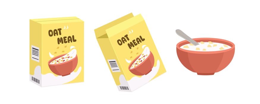 Oatmeal box and bowl illustration vector