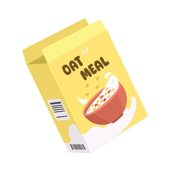 Breakfast meal. Oat meal box. Cereal box. Cereal with milk. Mockup product. Product design. vector