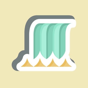 Sticker Water Fall. related to Natural Resources symbol. design editable vector