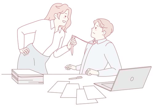 Coworkers engaging in office conversation vector