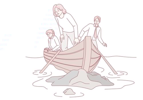 People in a boat on water vector