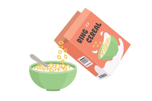 Bowl of Ring Cereal with spoon vector
