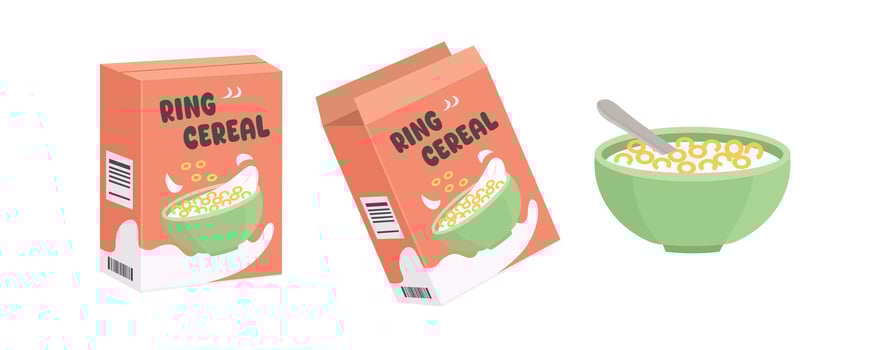 Ring cereal box and bowl vector