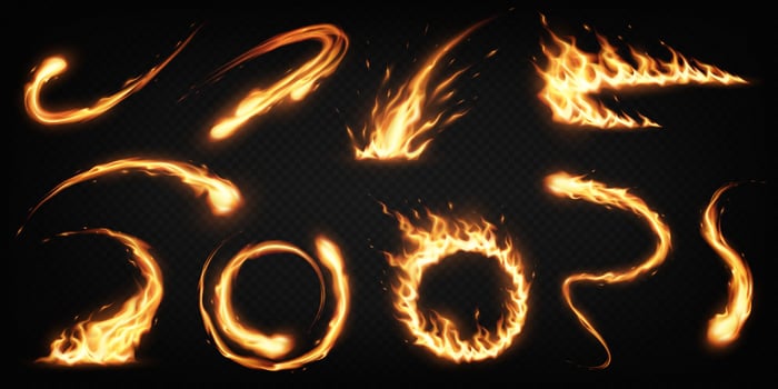 various fire effect designs for graphics vector