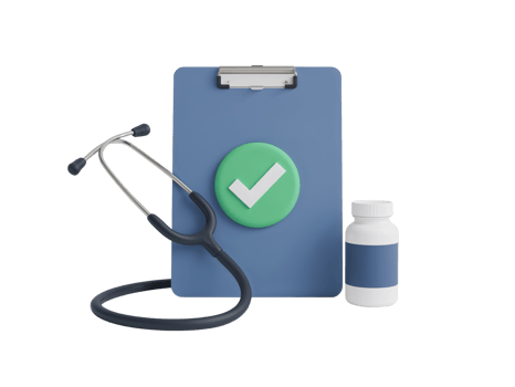 Medical clipboard with stethoscope and medicine bottle represents a comprehensive healthcare png