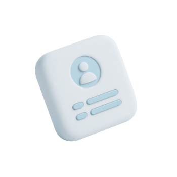 Floating minimalistic contact card icon with soft, muted tones on transparent setting png