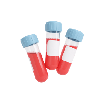 Medical laboratory analysis revealing vibrant red samples within test tubes on a plain setting png
