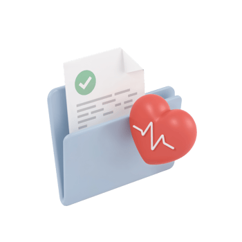 Healthcare management concept with folder, document checklist and cardiology illustration isolated png