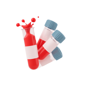 Laboratory diagnostics symbolized by blood tubes with bright red liquid and transparent scene png