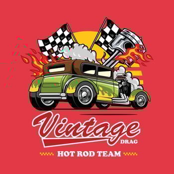 Vintage drag hot rod car artwork vector