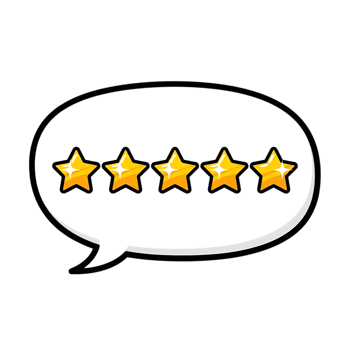 Five golden stars representing top quality and excellent customer satisfaction isolated on transparent background png