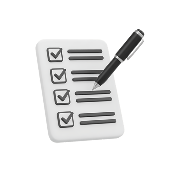 3d checklist with a pen marking completed tasks isolated on transparent background png