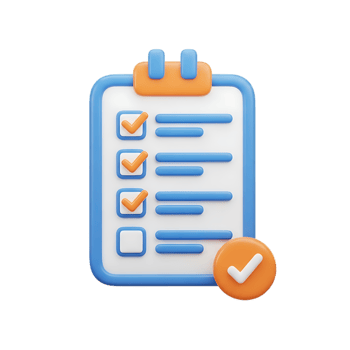 3d realistic checklist icon with completed tasks and a check mark isolated on transparent background png