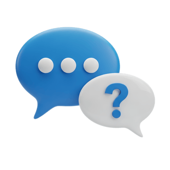 Two 3d speech bubbles one with ellipsis and one with a question mark isolated on transparent background png