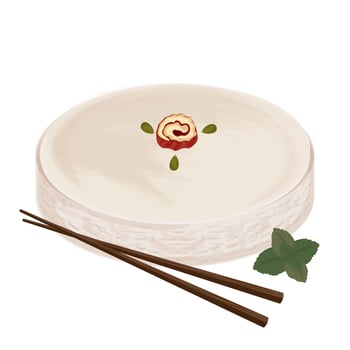 Creamy cheese illustration with chopsticks vector