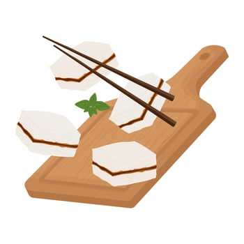 Sliced dessert on a wooden board vector