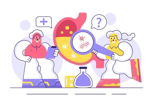 astrointestinal Medical Concept Featuring Stomach Discomfort and Flat Cartoon Style Design vector