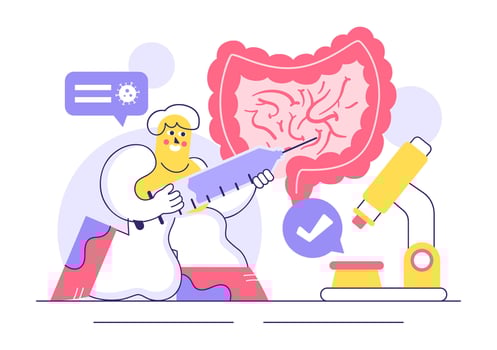 Stomach Pain and Gastrointestinal Disorder Medical Research in a Flat Background vector