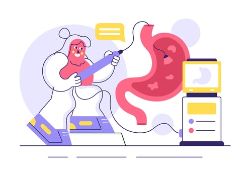Medical Research on Gastrointestinal Disorders with Stomach Pain Illustration in Flat Background vector
