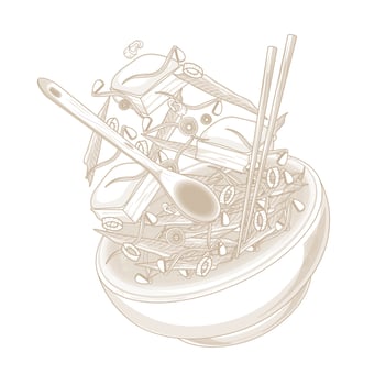 Bowl with shoes and chopsticks illustration vector