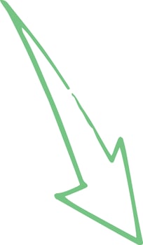 A green arrow pointing down on a white background vector