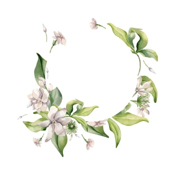 Watercolor floral wreath illustration vector