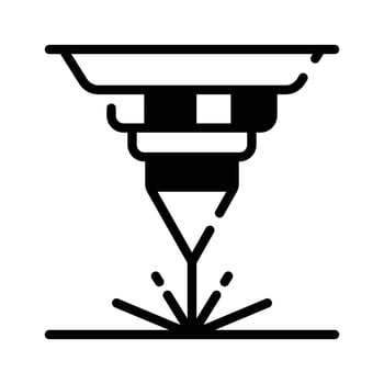 A captivating glyph style icon of industrial laser beam machine. vector