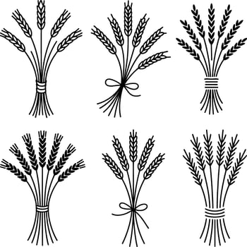Wheat Bundle Line Art Set - Minimal Farm Harvest Collection for Organic and Rustic Designs vector