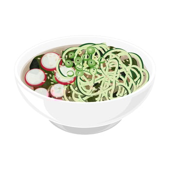 Zucchini noodles with vegetables in a bowl vector