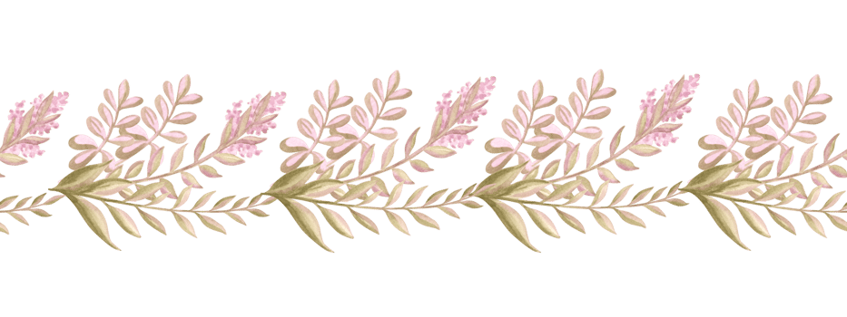 Violet soft flower twigs with leaves seamless watercolor border. Cute hand drawn illustration of wildflower nature botanical elements. Spring background of floral sprigs meadow and field plant. png