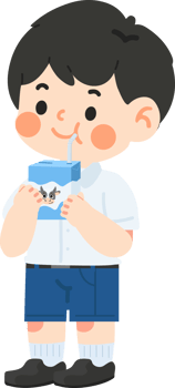 Boy eating a milk carton png