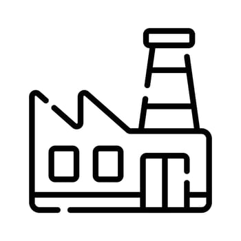 Get a glimpse of this trendy outline icon showing factory building vector