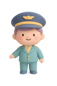 Cartoon Pilot Character in Uniform png