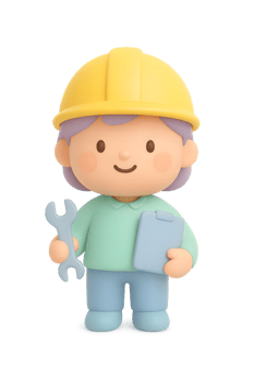 Cartoon Engineer Girl with Tool png