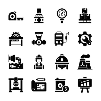 Handy Pack of Industrial Manufacturing Glyph Style Icons vector