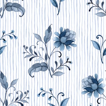 Blue floral design on white background vector