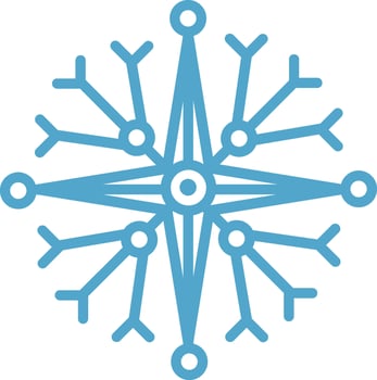 Minimalist graphic of a stylized light blue snowflake on a white background, suitable for winter, christmas and cold related projects vector