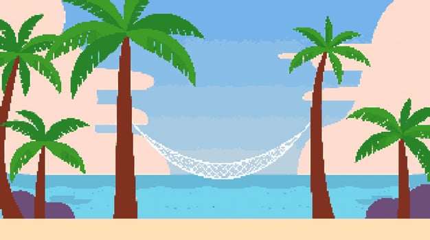 Tropical beach with palms and hammock vector