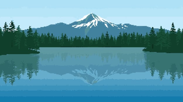 Mountain reflection on calm lake vector