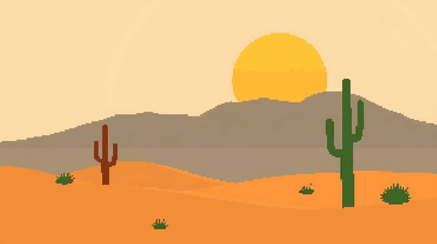 Desert landscape with colorful cacti vector