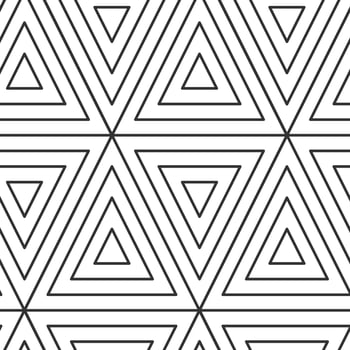 Black lines are forming triangles of different sizes creating a geometric pattern that generates an optical illusion effect, ideal for backgrounds and decorative purposes vector
