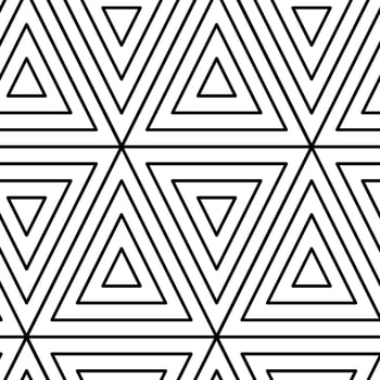 Black and white geometric pattern creating an optical illusion with triangles, forming a seamless and mesmerizing design, ideal for backgrounds, textiles, and decorative projects vector
