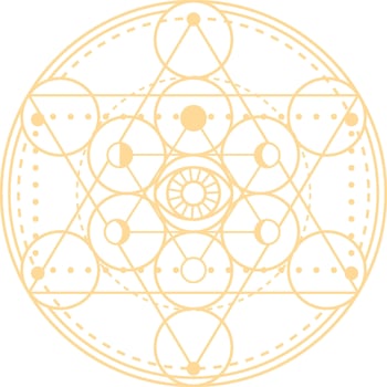 Geometric pattern featuring circles, triangles, and an eye figure, creating a captivating design rich in esoteric and spiritual symbolism for mysticism and sacred geometry projects vector