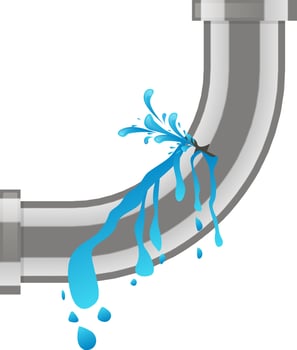 Water leaking and spraying from a damaged metal pipe, creating a plumbing emergency that demands immediate repair to avoid significant damage and costly repairs vector